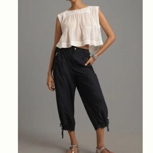 Anthropologie Black Capris with Tie Accents